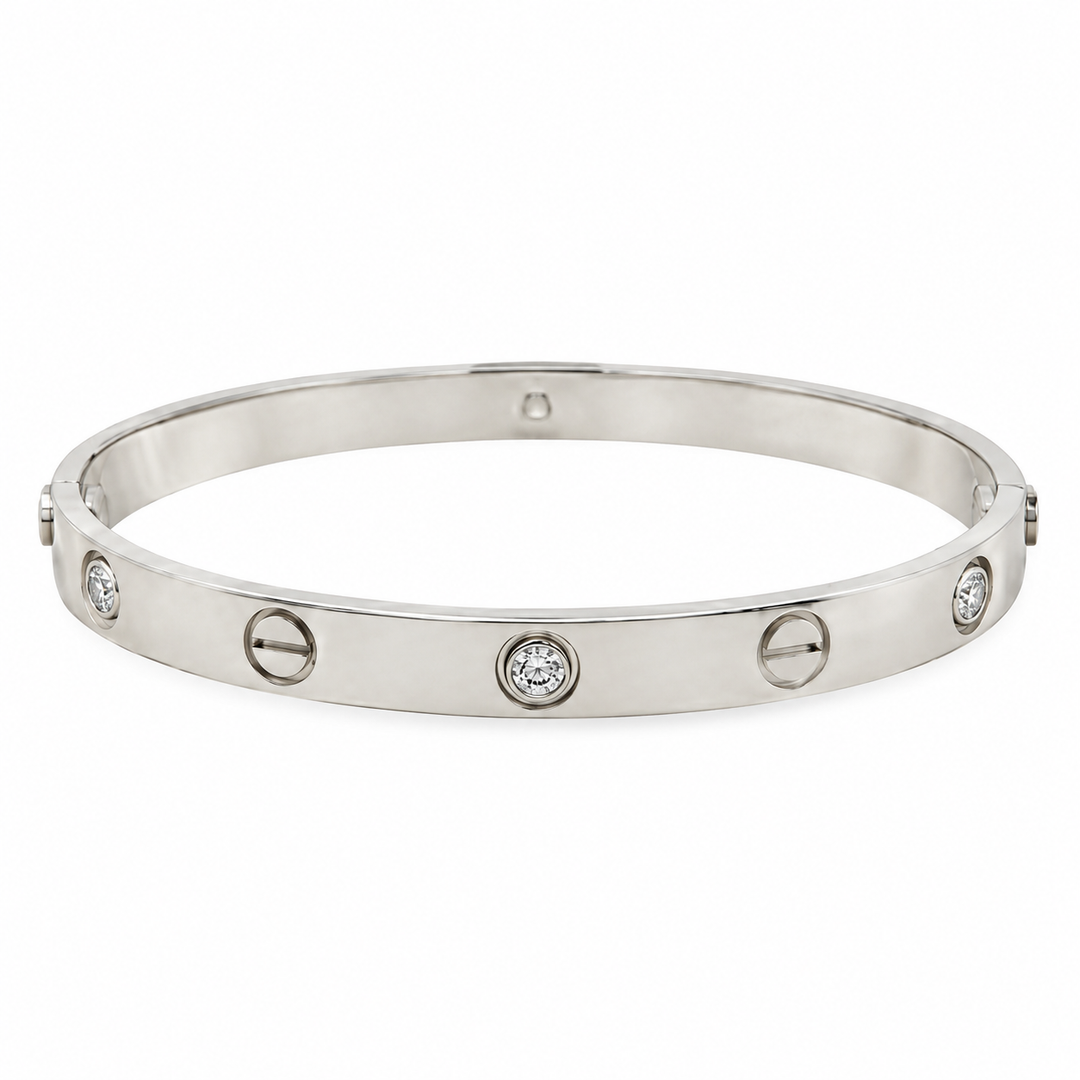 Vintage 1990s Cartier LOVE 0.54 CTW Diamond 18K White Gold Bracelet