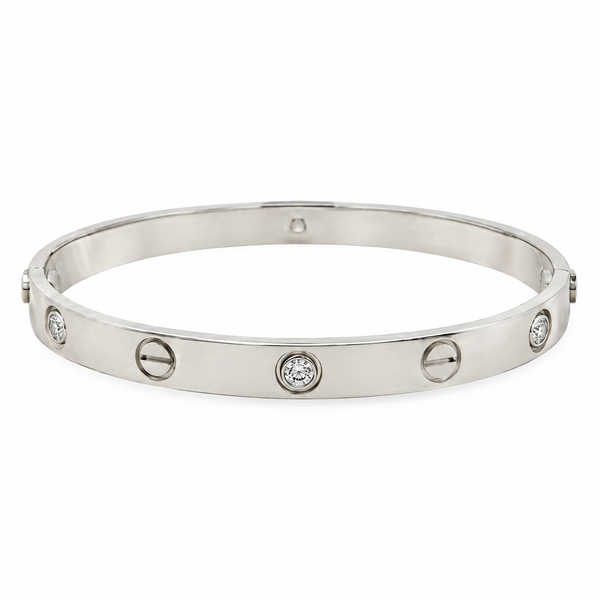 Vintage 1990s Cartier LOVE 0.54 CTW Diamond 18K White Gold Bracelet