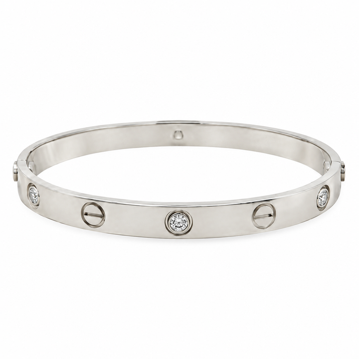 Vintage 1990s Cartier LOVE 0.54 CTW Diamond 18K White Gold Bracelet