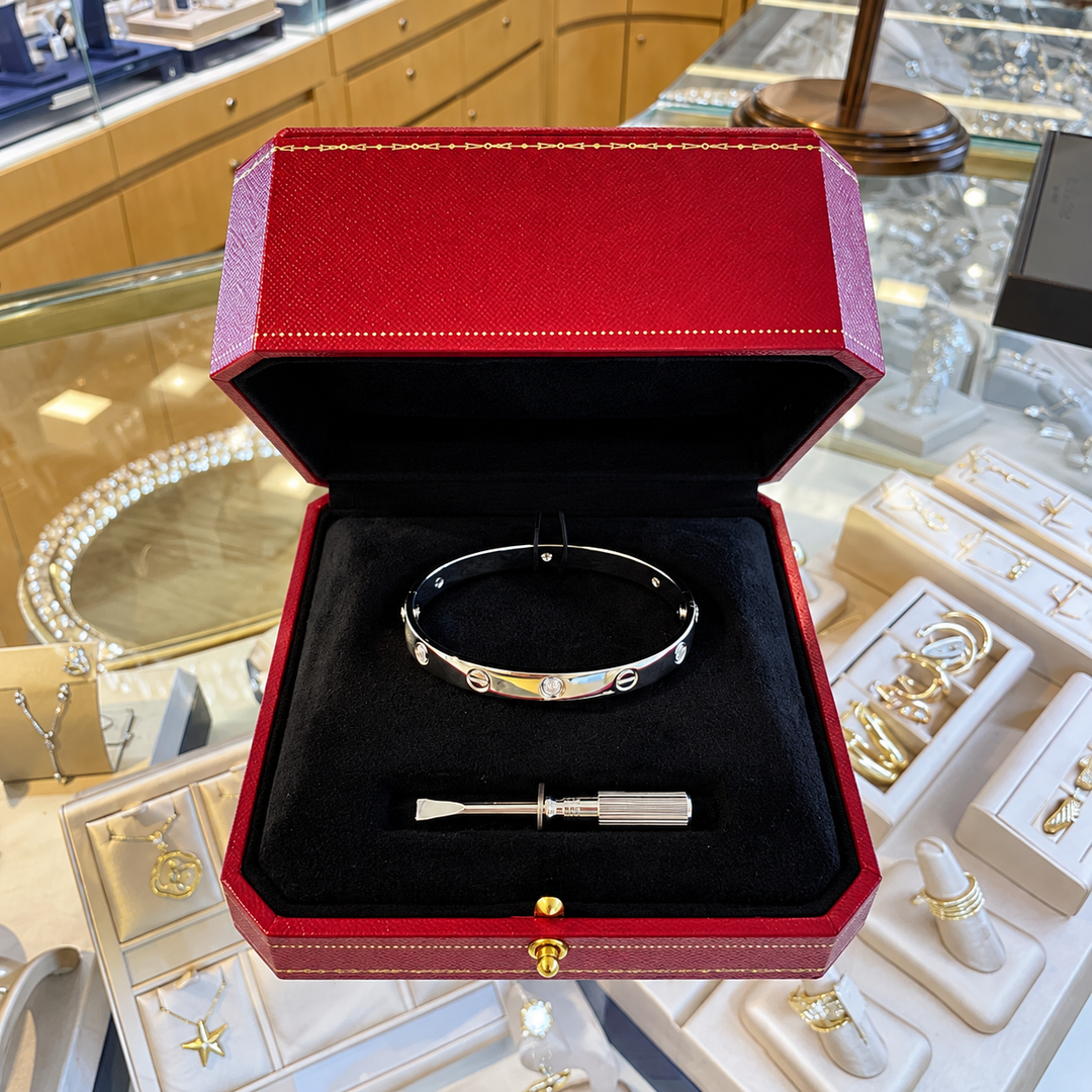 Vintage 1990s Cartier LOVE 0.54 CTW Diamond 18K White Gold Bracelet