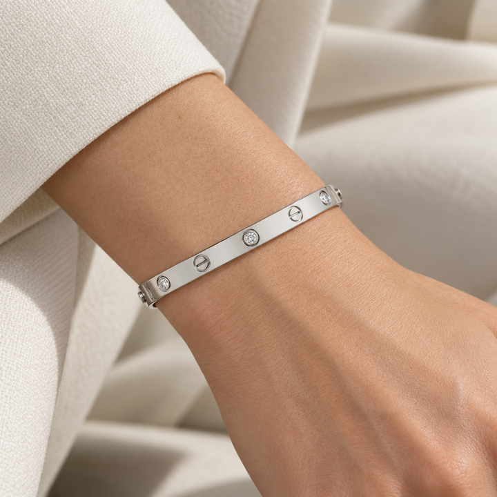 Vintage 1990s Cartier LOVE 0.54 CTW Diamond 18K White Gold Bracelet