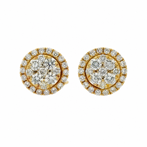 0.43 CTW Diamond Convertible Halo Stud Earrings in 18K Yellow Gold
