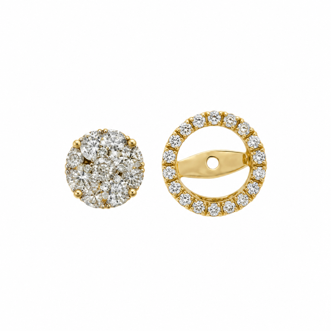 0.43 CTW Diamond Convertible Halo Stud Earrings in 18K Yellow Gold