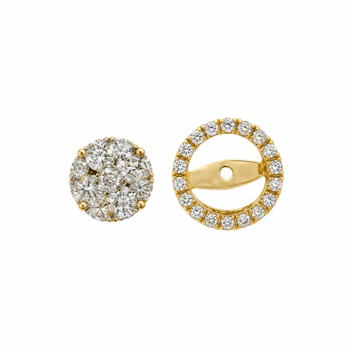 0.43 CTW Diamond Convertible Halo Stud Earrings in 18K Yellow Gold