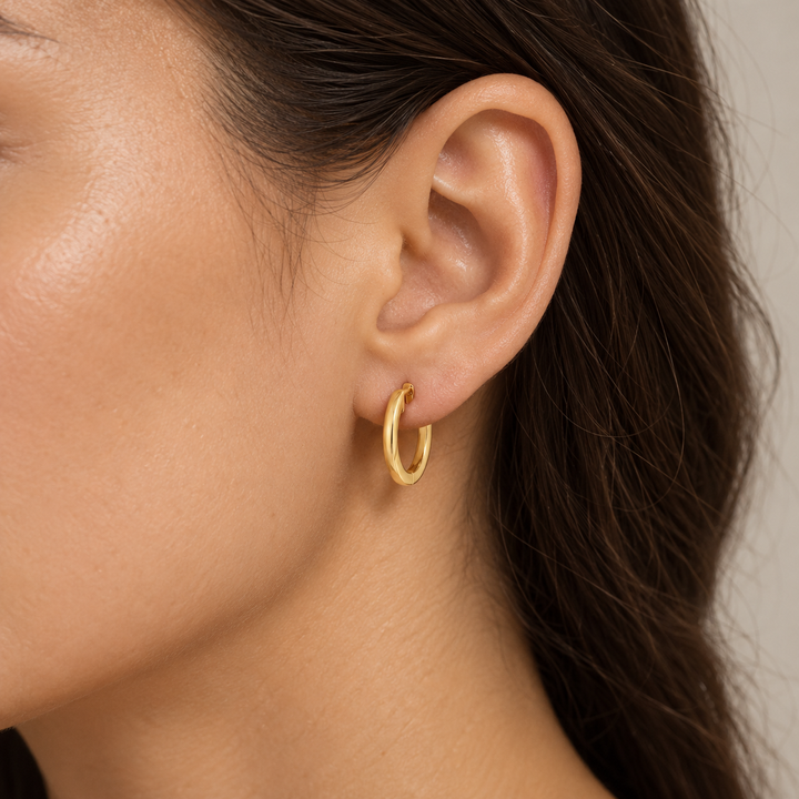 18K Yellow Gold Classic Polished Hoop Earrings
