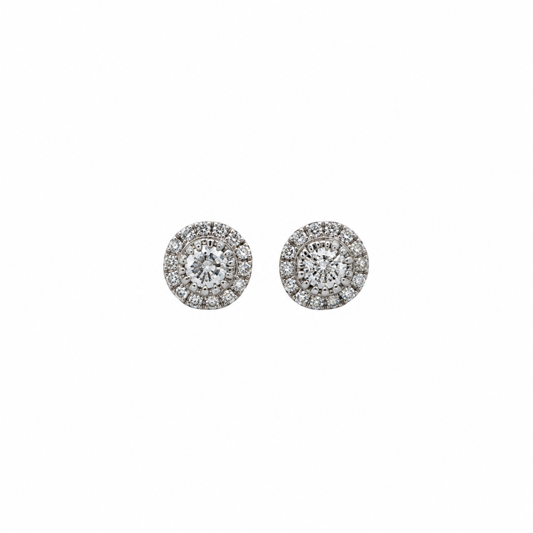 0.29 CTW Diamond Halo Stud Earrings in 18K White Gold