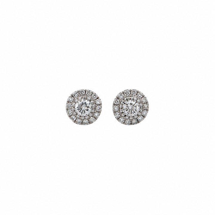 0.29 CTW Diamond Halo Stud Earrings in 18K White Gold