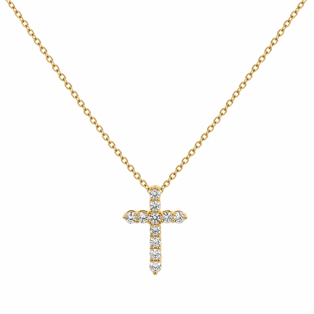 1.07 CTW Diamond Cross Necklace in 18K Yellow Gold