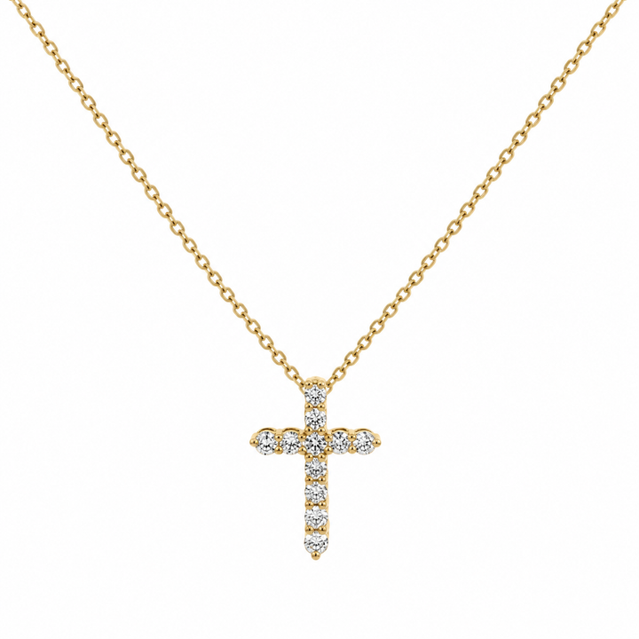 1.07 CTW Diamond Cross Necklace in 18K Yellow Gold