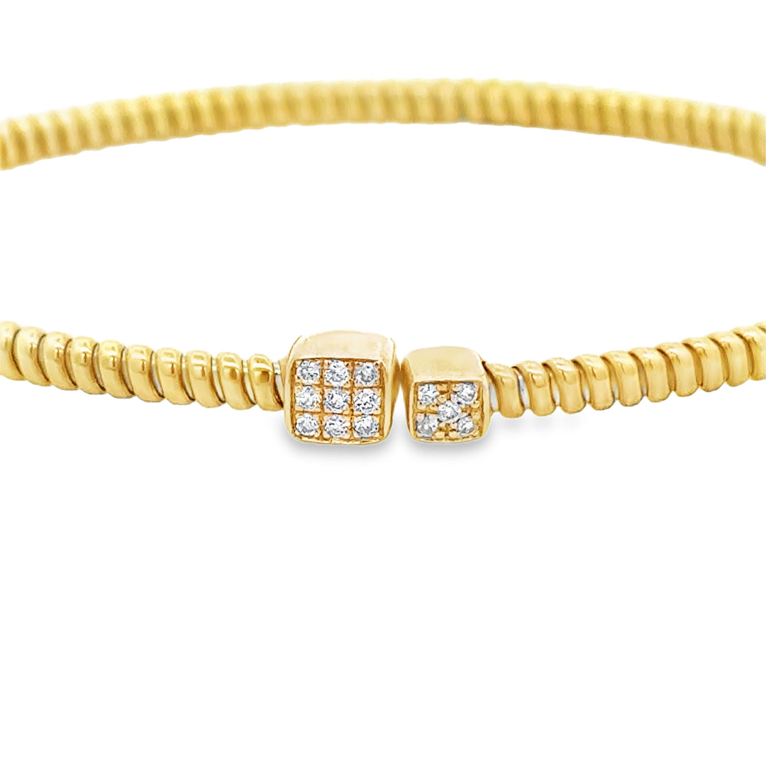 0.11 CTW Pavé Diamond 14K Yellow Gold Flexible Cuff Bracelet