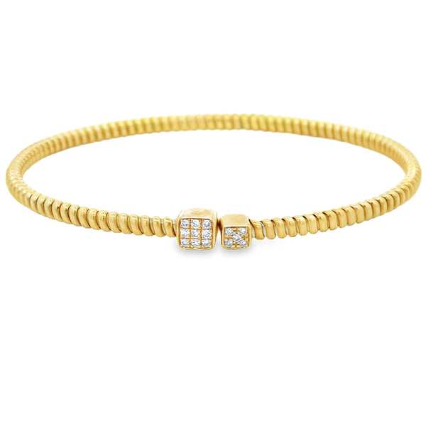 0.11 CTW Pavé Diamond 14K Yellow Gold Flexible Cuff Bracelet
