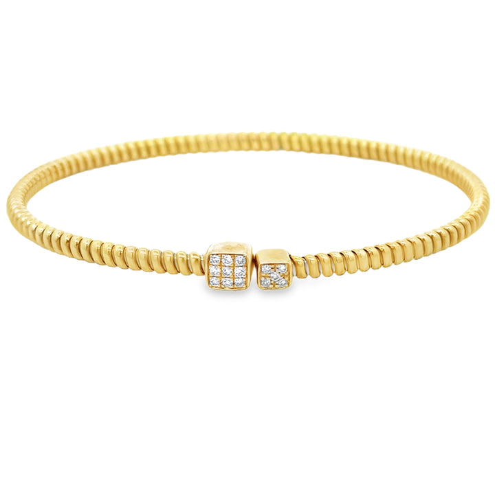 0.11 CTW Pavé Diamond 14K Yellow Gold Flexible Cuff Bracelet