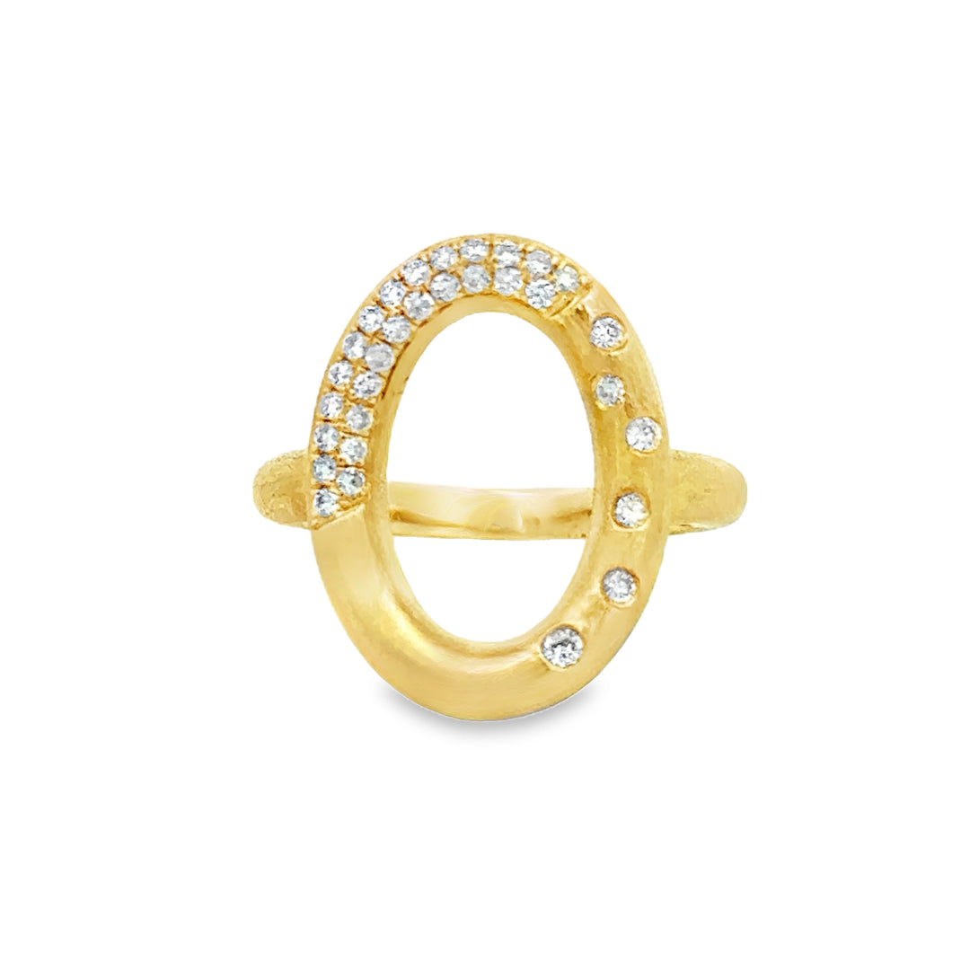 0.29 CTW Diamond 14K Yellow Gold Asymmetrical Open Oval Ring