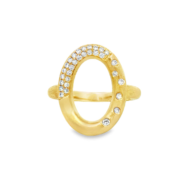0.29 CTW Diamond 14K Yellow Gold Asymmetrical Open Oval Ring