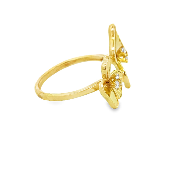 0.13 CTW Diamond 14K Yellow Gold Double Floral Ring