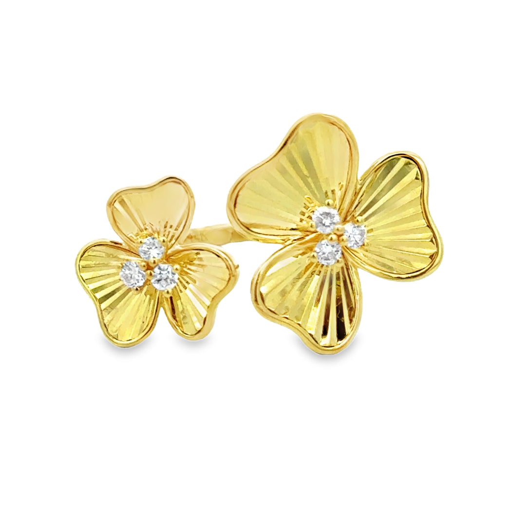 0.13 CTW Diamond 14K Yellow Gold Double Floral Ring