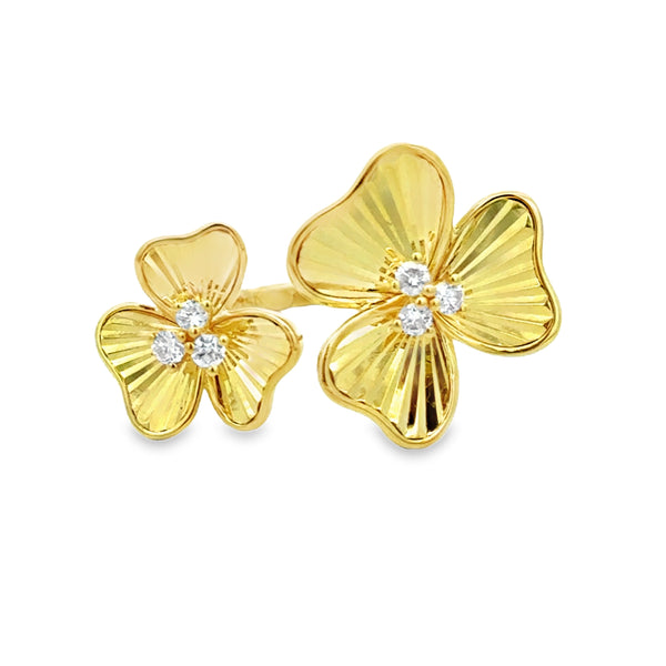 0.13 CTW Diamond 14K Yellow Gold Double Floral Ring