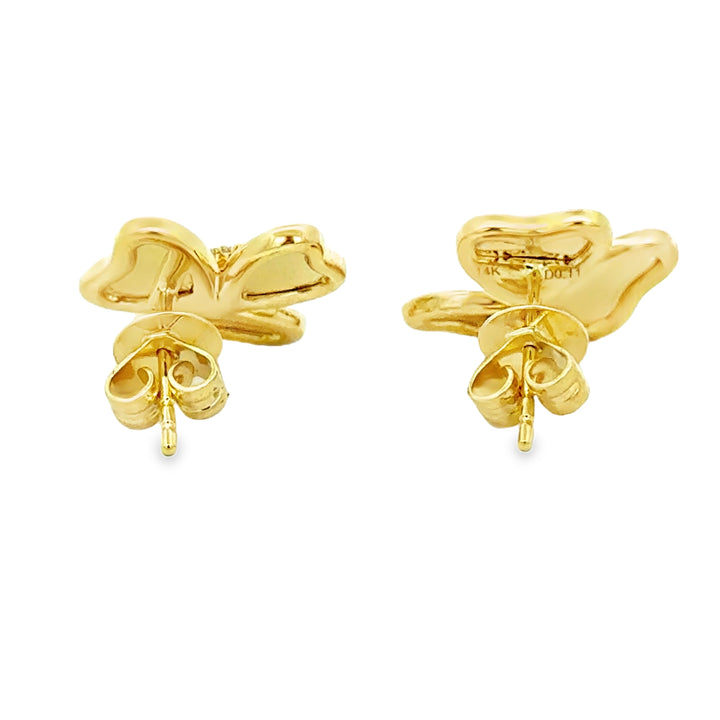 0.11 CTW Diamond 14K Yellow Gold Clover Stud Earrings