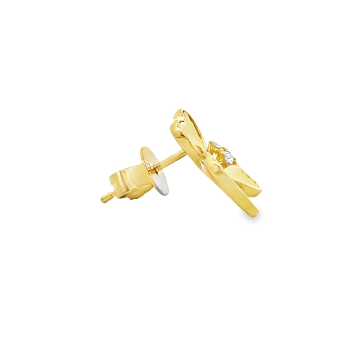 0.11 CTW Diamond 14K Yellow Gold Clover Stud Earrings