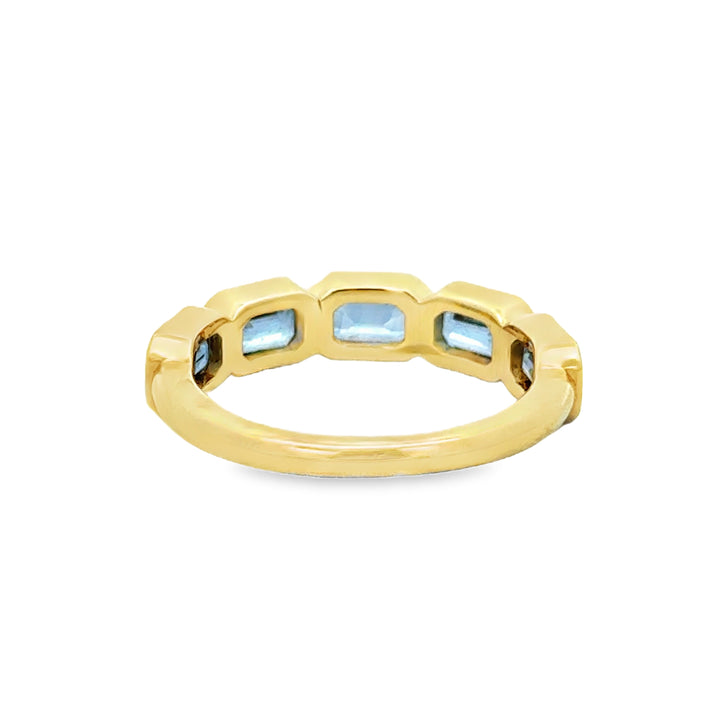 1.96 CTW Emerald-Cut Sapphire 14K Yellow Gold Five-Stone Band Ring