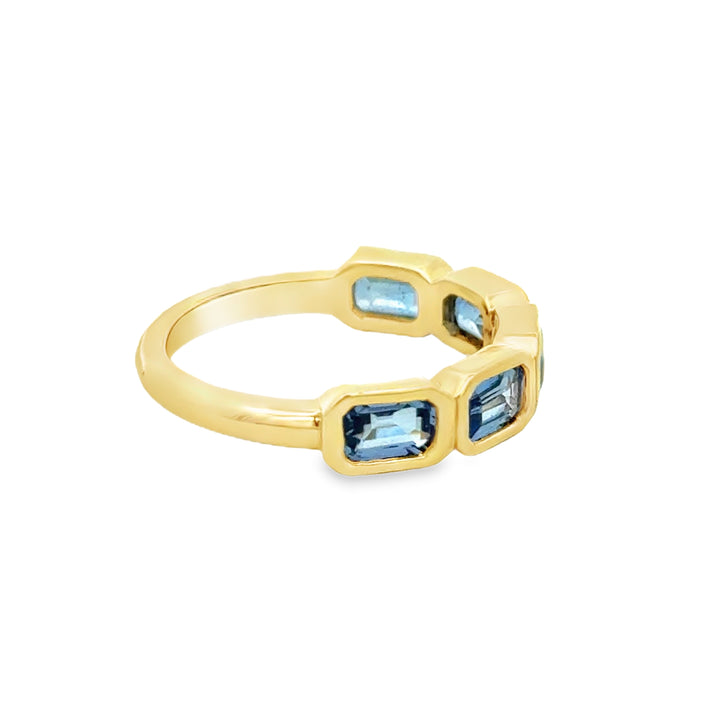 1.96 CTW Emerald-Cut Sapphire 14K Yellow Gold Five-Stone Band Ring