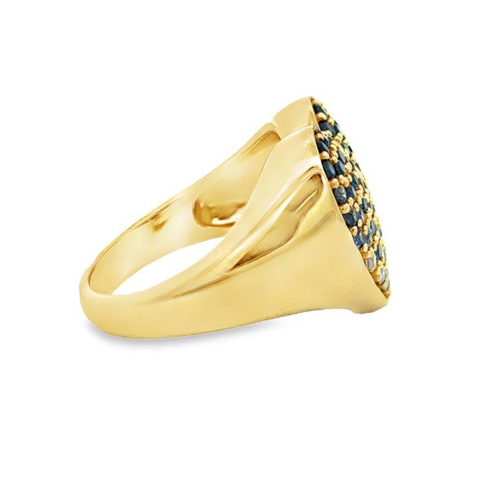 1.10 CTW Sapphire and 0.19 CTW Diamond 14K Yellow Gold Ombré Heart Ring