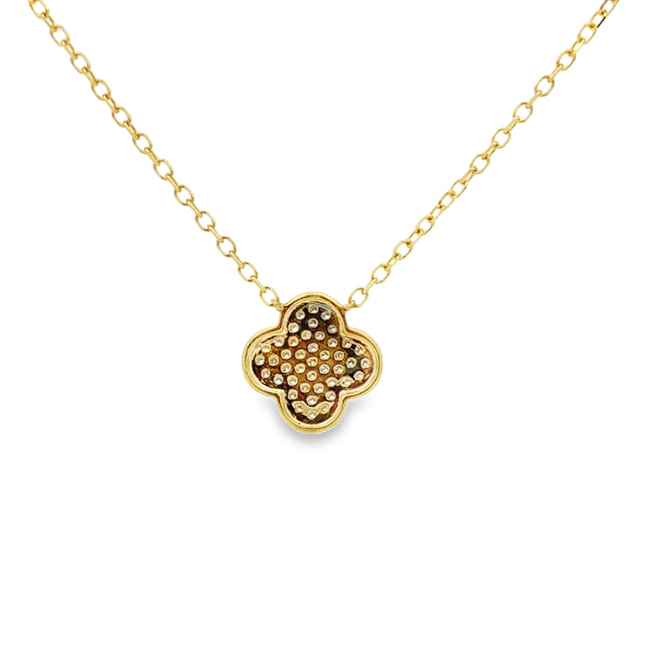 0.12 CTW Diamond 14K Yellow Gold Mini Clover Pendant Necklace