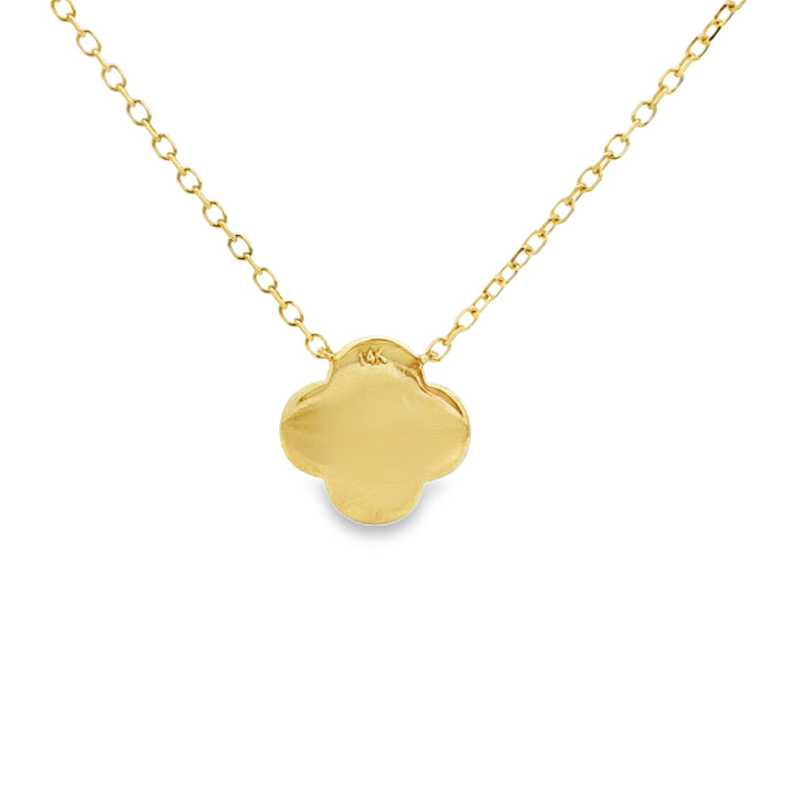0.09 CTW Diamond and Mother of Pearl 14K Yellow Gold Clover Pendant Necklace
