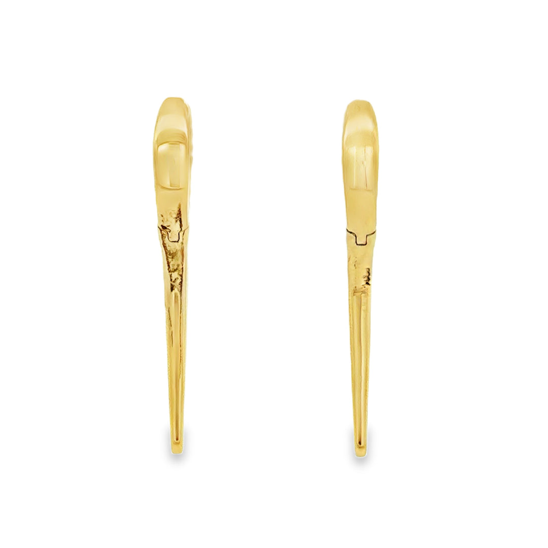 0.97 CTW Emerald and 0.07 CTW Diamond 14K Yellow Gold Tapered Drop Hoop Earrings