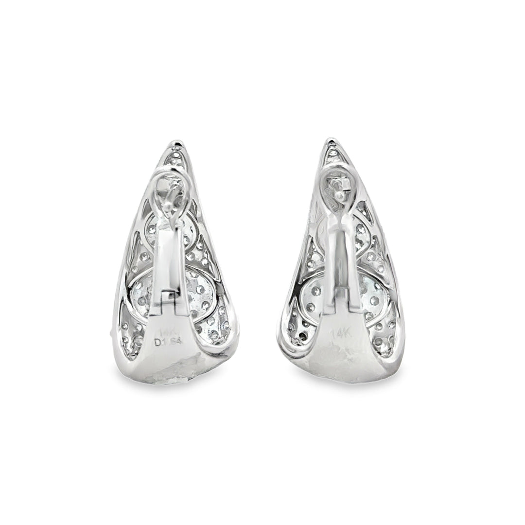 1.64 CTW Diamond Pavé 14K White Gold Curved Drop Earrings