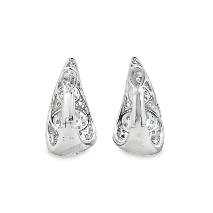 1.64 CTW Diamond Pavé 14K White Gold Curved Drop Earrings