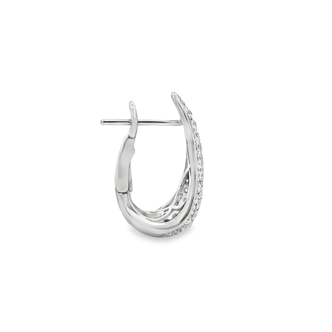 1.64 CTW Diamond Pavé 14K White Gold Curved Drop Earrings