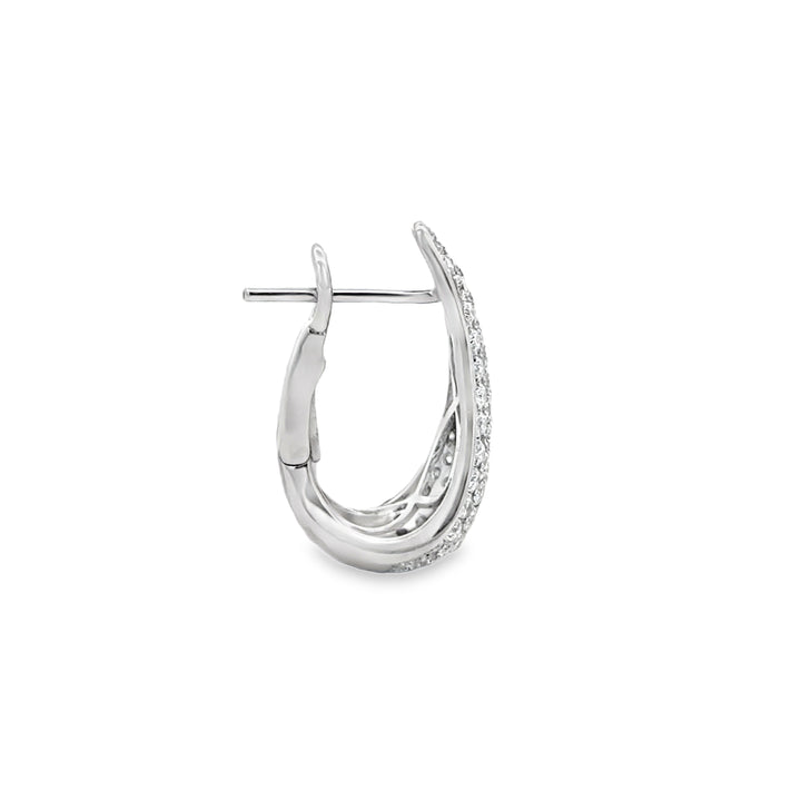 1.64 CTW Diamond Pavé 14K White Gold Curved Drop Earrings