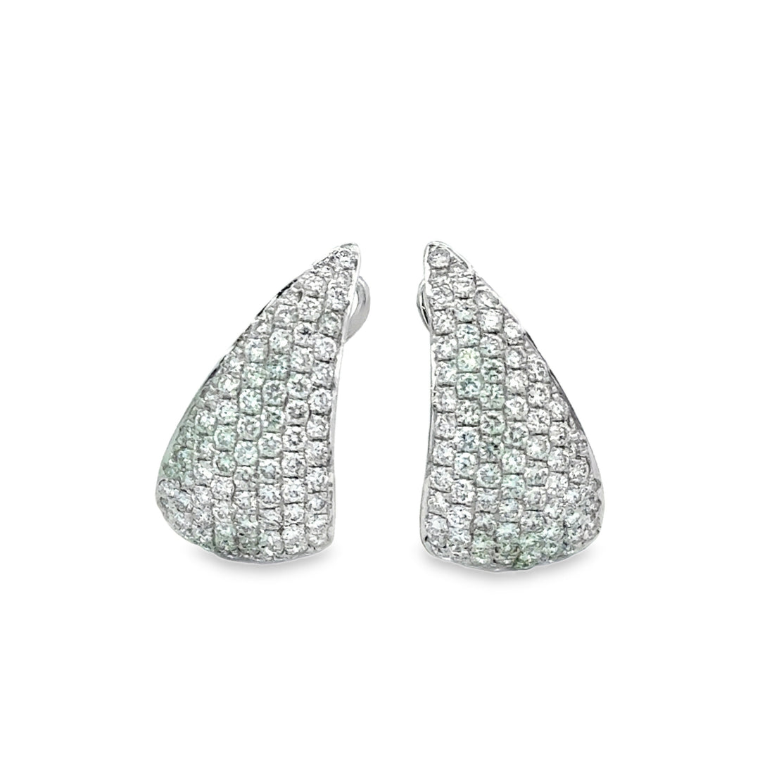 1.64 CTW Diamond Pavé 14K White Gold Curved Drop Earrings