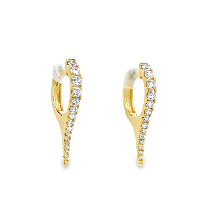 0.55 CTW Diamond 14K Yellow Gold Tapered Drop Hoop Earrings