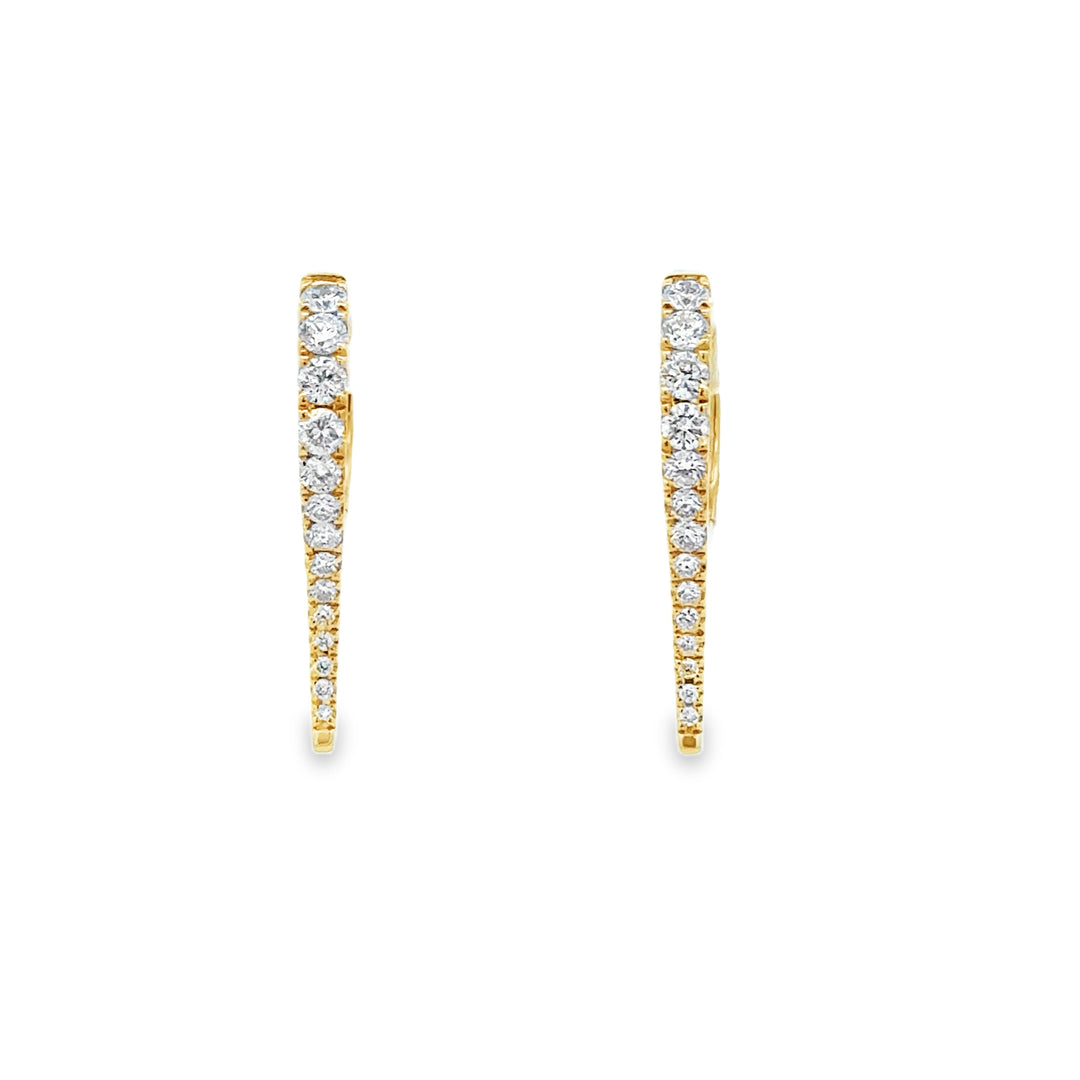 0.55 CTW Diamond 14K Yellow Gold Tapered Drop Hoop Earrings