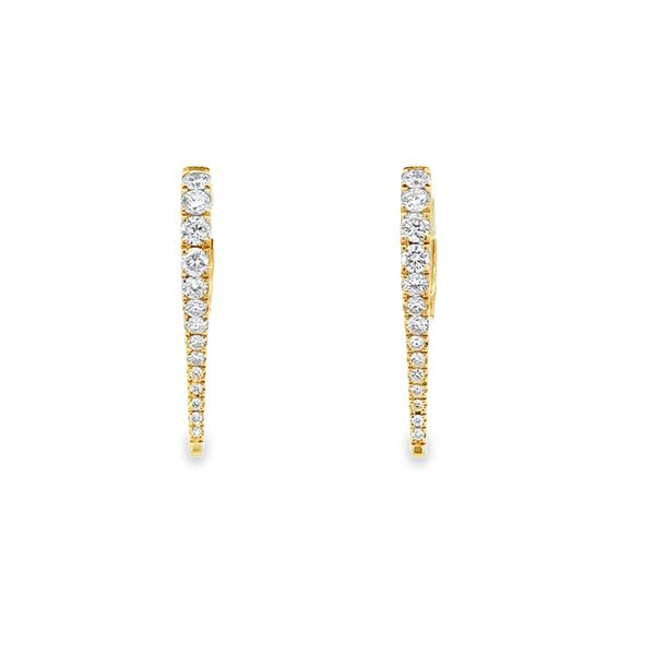 0.55 CTW Diamond 14K Yellow Gold Tapered Drop Hoop Earrings