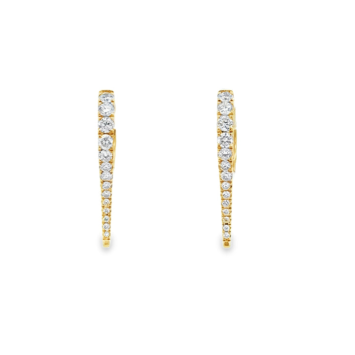 0.55 CTW Diamond 14K Yellow Gold Tapered Drop Hoop Earrings
