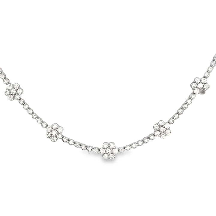 2.80 CTW Diamond Flower 14K White Gold Necklace