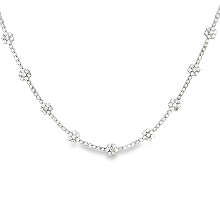 2.80 CTW Diamond Flower 14K White Gold Necklace