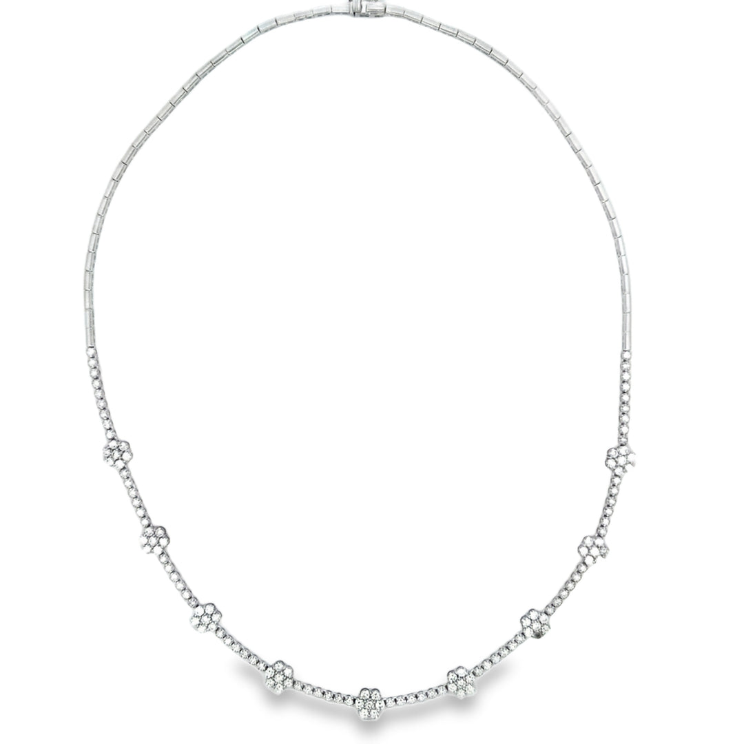 2.80 CTW Diamond Flower 14K White Gold Necklace