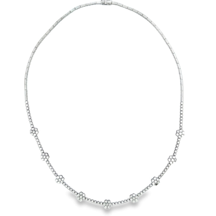 2.80 CTW Diamond Flower 14K White Gold Necklace