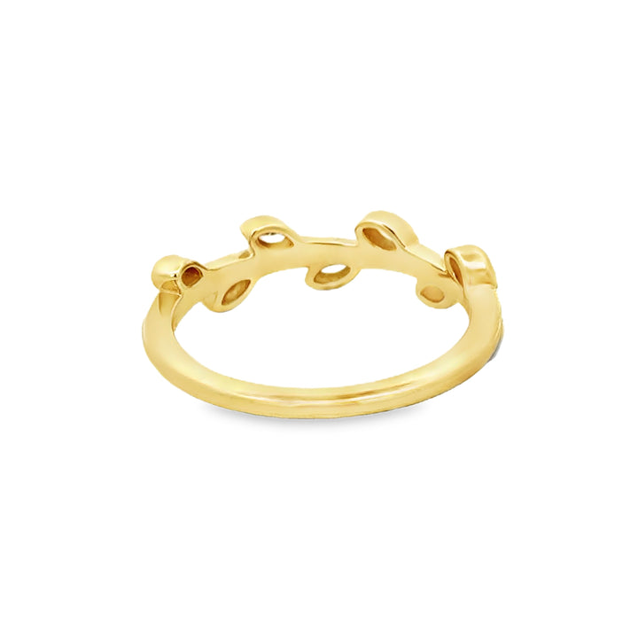 0.25 CTW Marquise Diamond 14K Yellow Gold Leaf Design Band Ring
