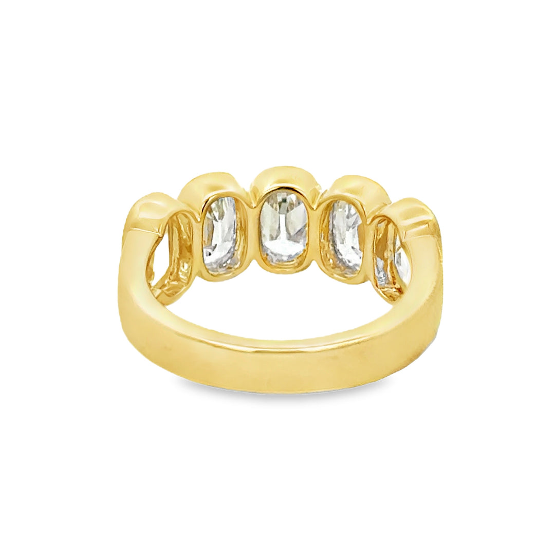 2.75 CTW Lab Grown Oval Diamond 14K Yellow Gold Bezel Set Wide Band Ring