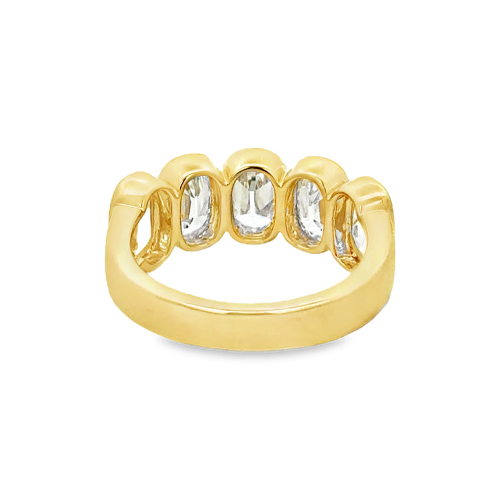 2.75 CTW Lab Grown Oval Diamond 14K Yellow Gold Bezel Set Wide Band Ring