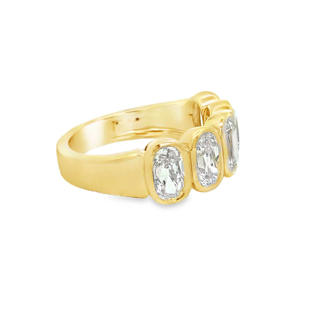 2.75 CTW Lab Grown Oval Diamond 14K Yellow Gold Bezel Set Wide Band Ring