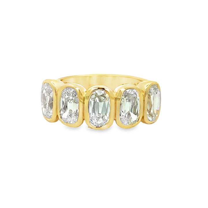 2.75 CTW Lab Grown Oval Diamond 14K Yellow Gold Bezel Set Wide Band Ring