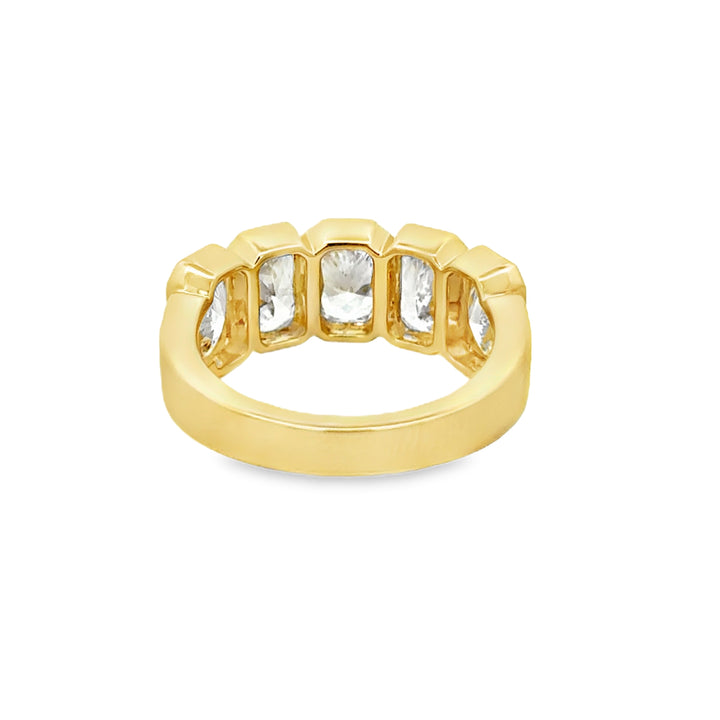 2.70 CTW Lab Grown Emerald Cut Diamond 14K Yellow Gold Bezel Set Wide Band Ring