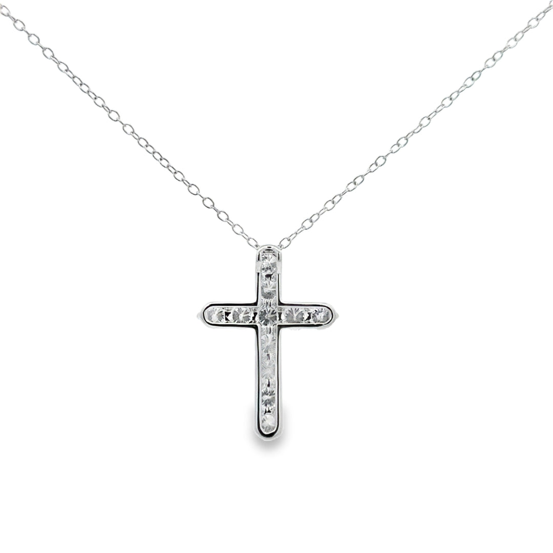 1.50 CTW Lab Grown Diamond 14K White Gold Cross Pendant Necklace