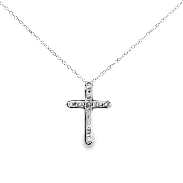 1.50 CTW Lab Grown Diamond 14K White Gold Cross Pendant Necklace